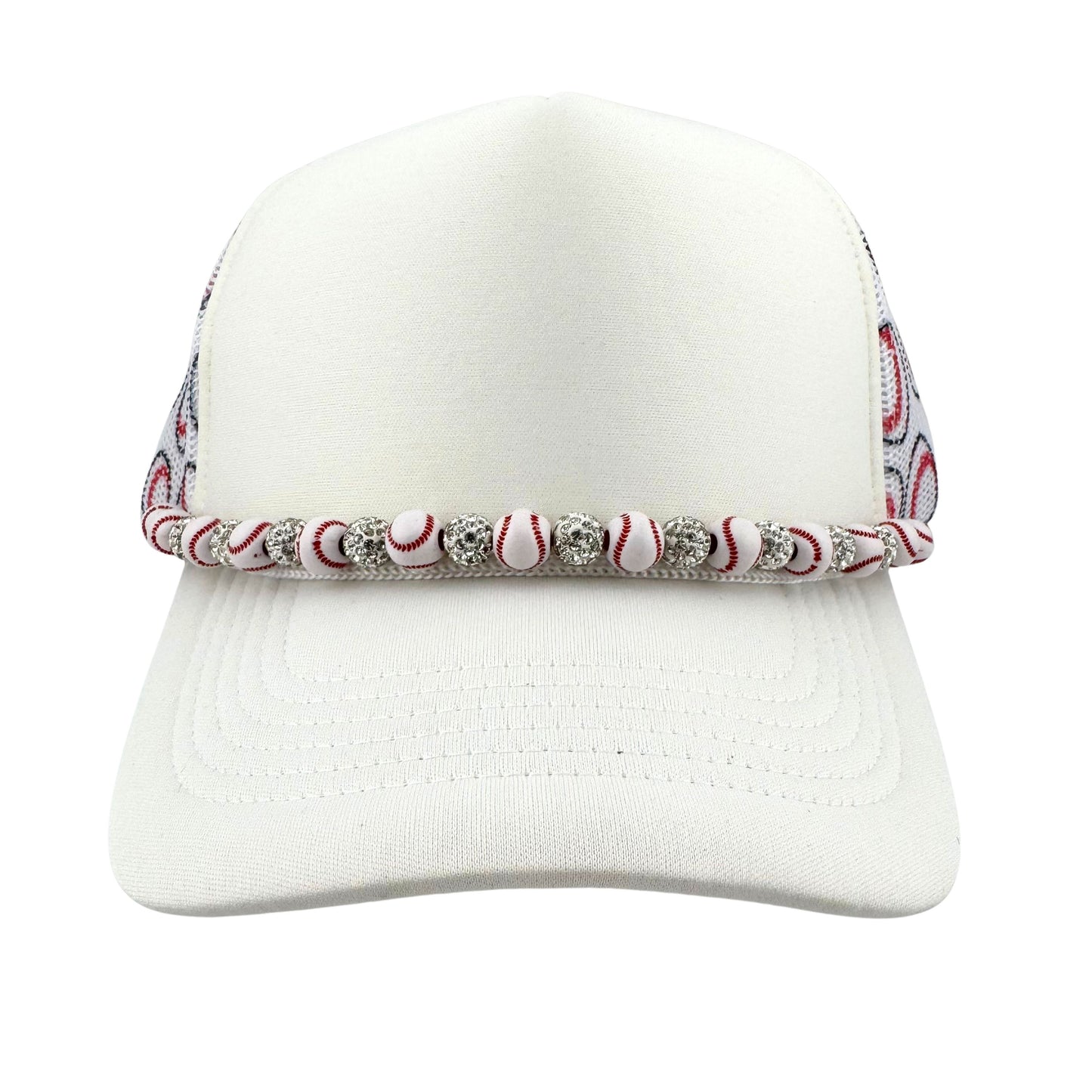 TRUCKER HAT CHAIN- BASEBALLS AND RHINESTONES