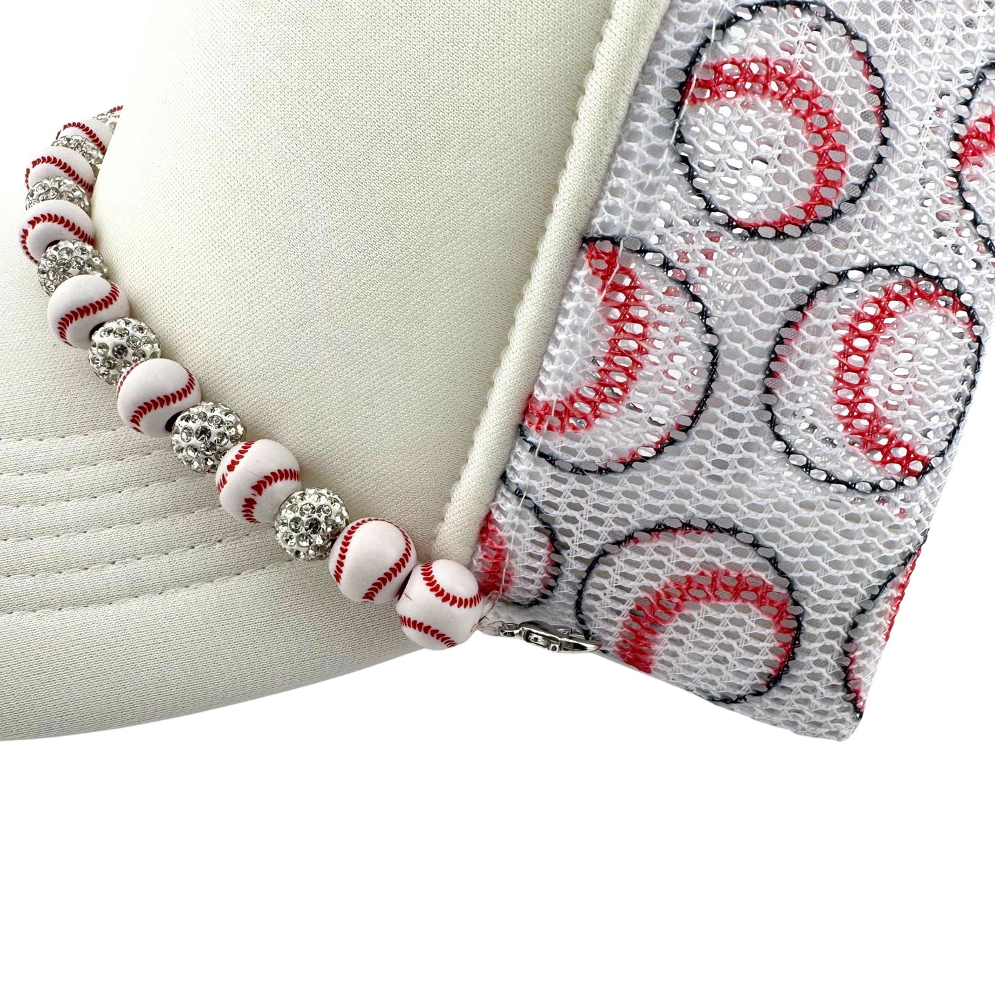 TRUCKER HAT CHAIN- BASEBALLS AND RHINESTONES