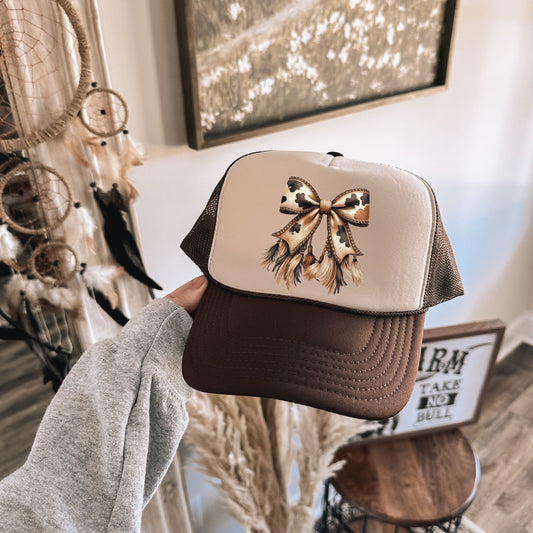 COWPRINT BOW TRUCKER HAT