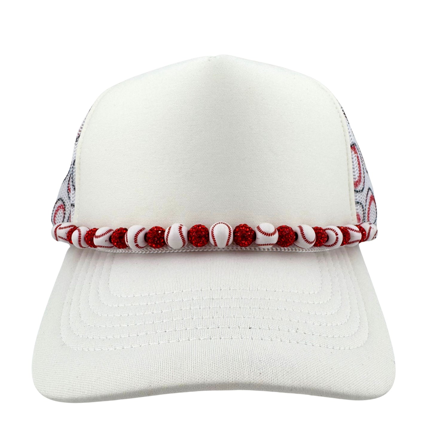 TRUCKER HAT CHAIN- BASEBALLS AND RHINESTONES