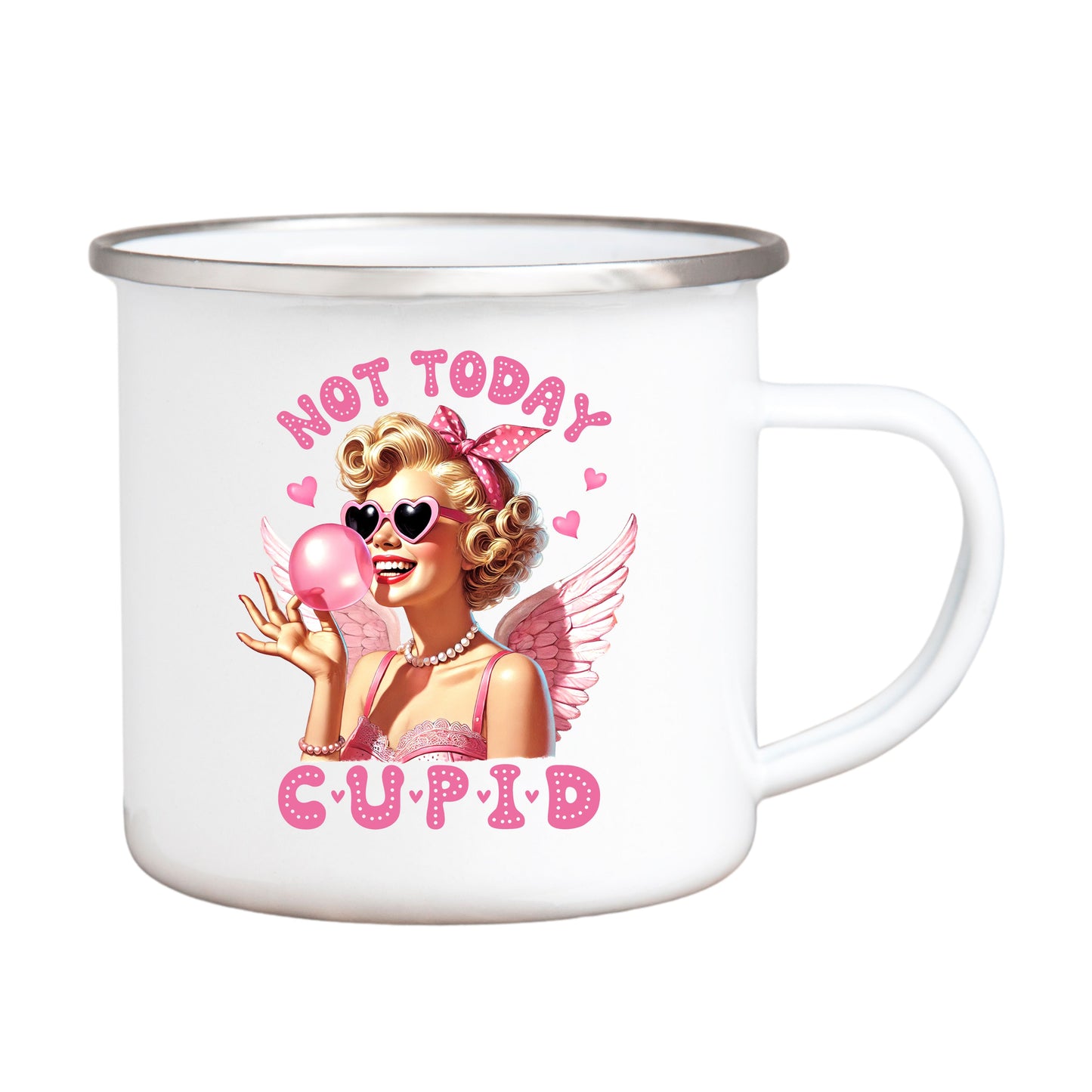 NOT TODAY CUPID Enamel Mug
