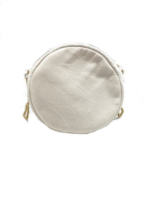 LEOPARD RED STRIPE ROUND BEADED BAG