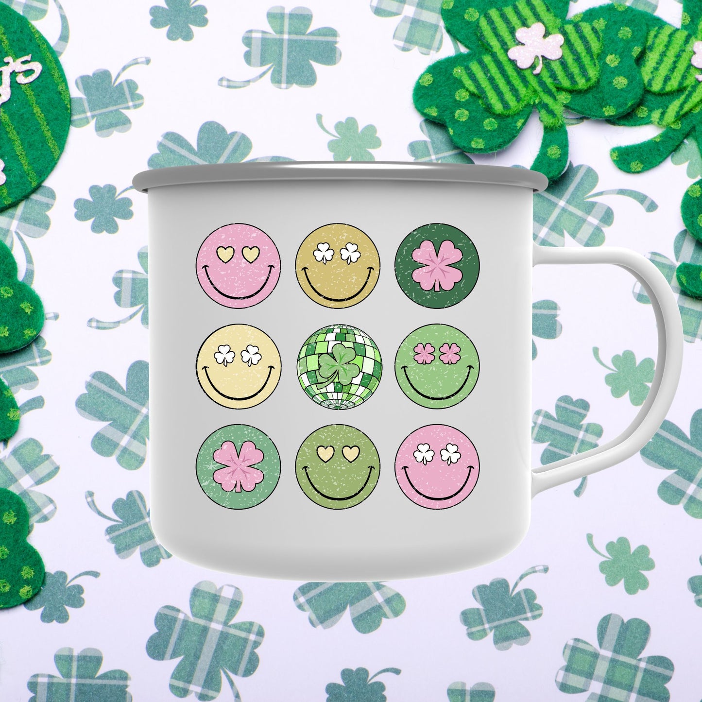 SMILEY FACES ST PATTY'S DAY Enamel Mug