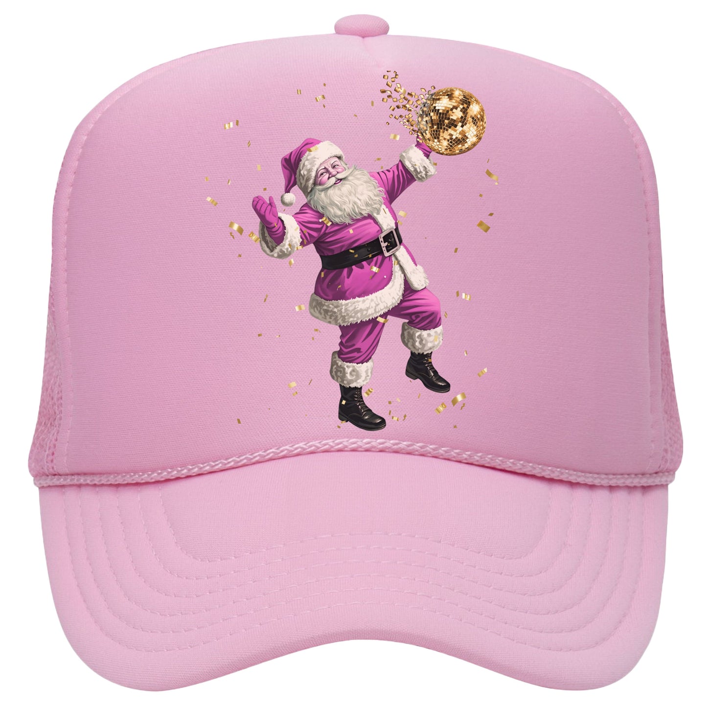 PINK DISCO SANTA TRUCKER HAT