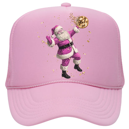 PINK DISCO SANTA TRUCKER HAT