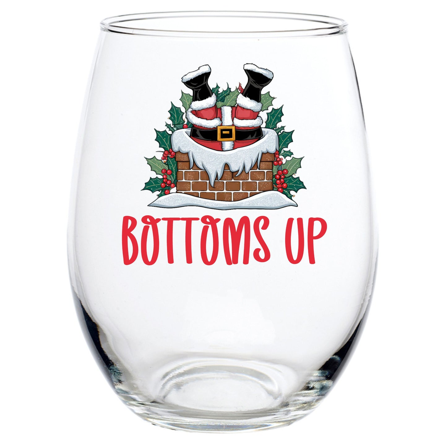 BOTTOMS UP STEMLESS WINE GLASS