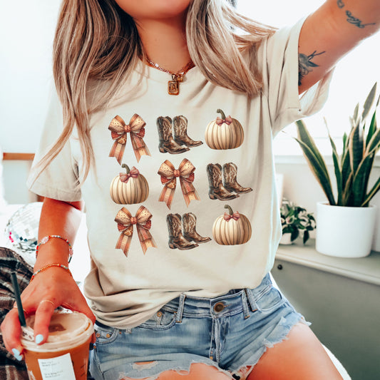 PUMPKINS AND BOOTS COQUETTE T-SHIRT