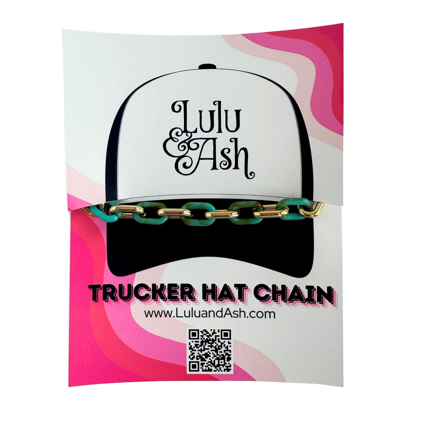 TRUCKER HAT CHAIN- TURQUOISE/GOLD ACRYLIC CHAIN