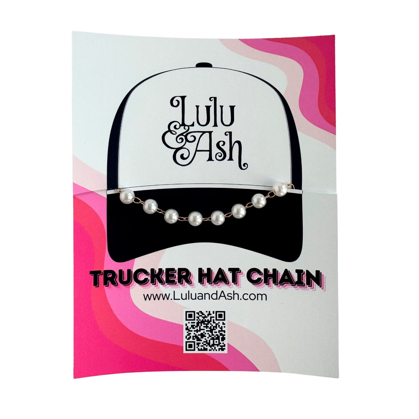 TRUCKER HAT CHAIN- WHITE PEARL & GOLD