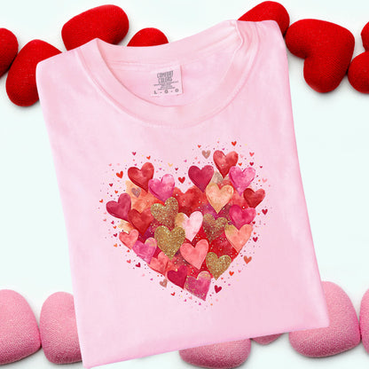FAUX GLITTER HEART TEE