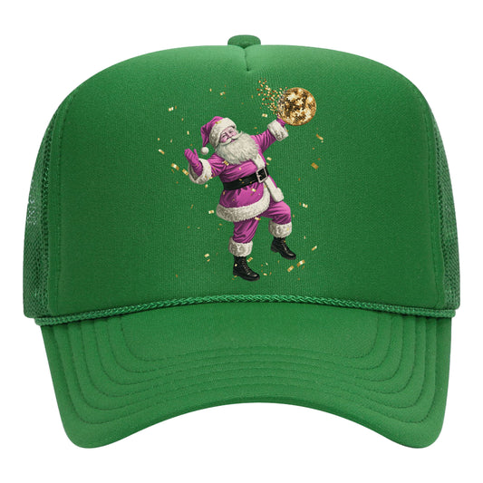 PINK DISCO SANTA TRUCKER HAT
