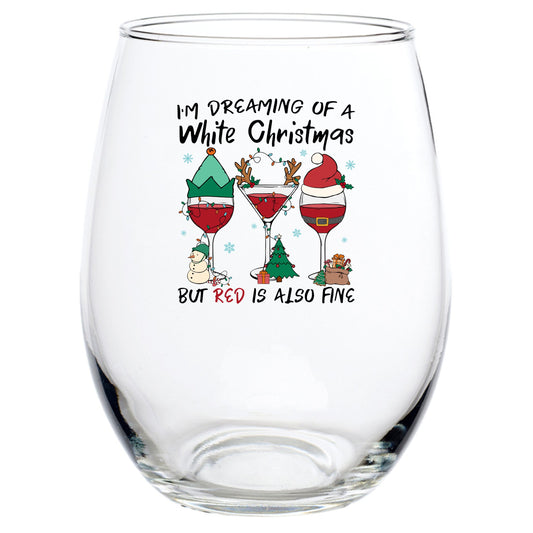 I'M DREAMING OF A WHITE CHRISTMAS STEMLESS WINE GLASS