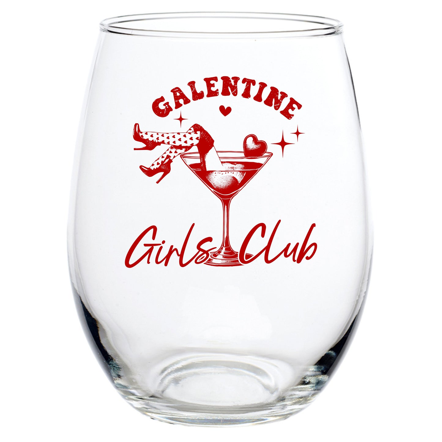 GALENTINE GIRLS CLUB STEMLESS WINE GLASS