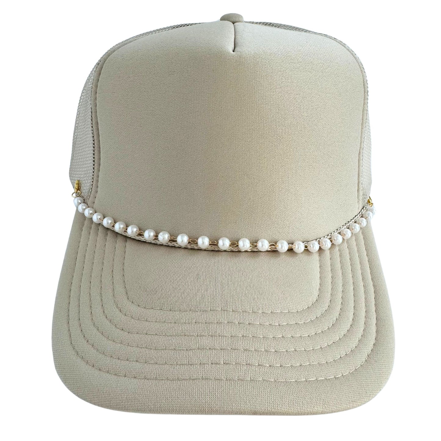 TRUCKER HAT CHAIN- WHITE PEARL & GOLD